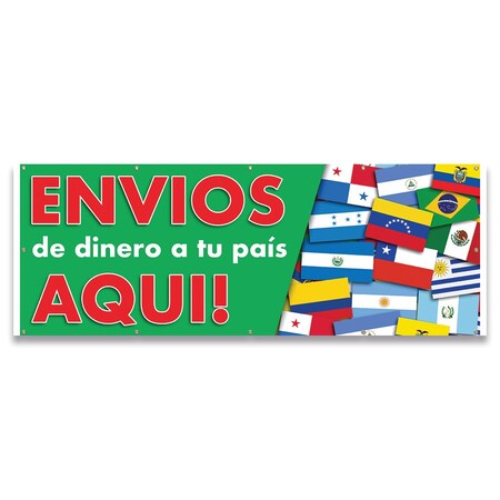 Signmission Enva Dinero a Tu Pas Aqu Banner Concession Stand Food Truck Single Sided B-120-30053